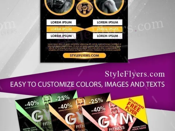 Yellow Black Geometric Gym Center Flyer Template 1