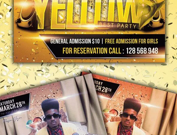 Yellow Club DJ Party Flyer Template 1