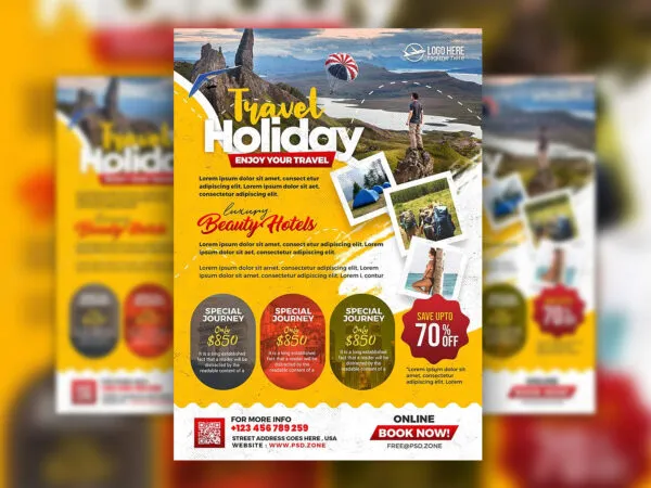 Yellow Infographic Holiday Travel Agency Flyer Template 1