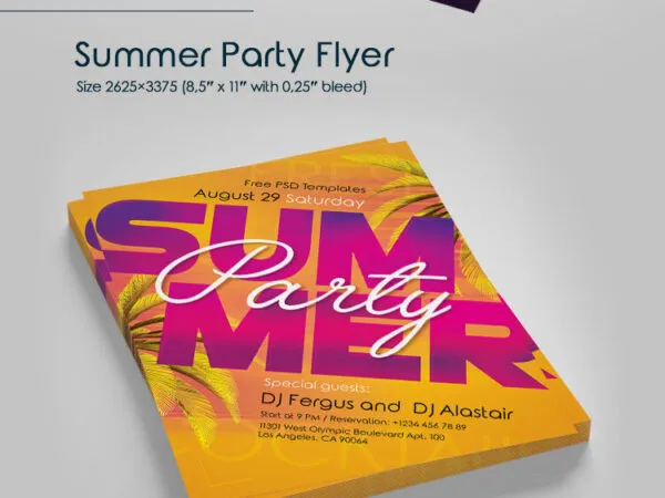 Yellow Orange Summer and Beach Party Flyer Along with Facebook Cover Templates 1