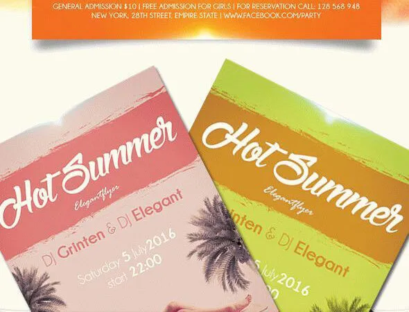 Yellow Orange Tropical Party Flyer Along with Facebook Cover Templates 1