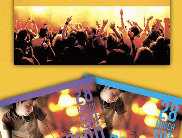 Yellow Simple Modern DJ Music Event Flyer and Facebook Cover Templates 1