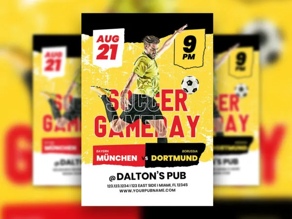 Yellow Soccer Event Flyer Template 1