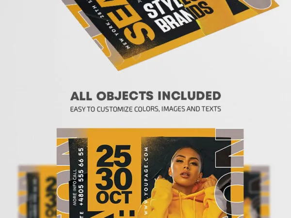 Yellow and Black Season Sale Flyer Template 1