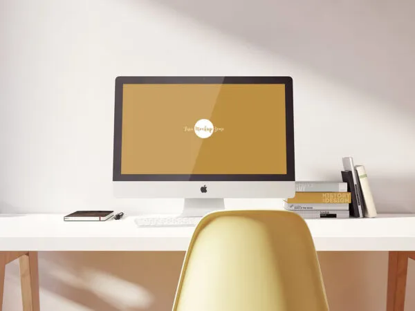 iMac Pro Placed on Desk in the Front View Mockup 1