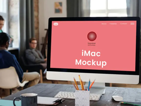 iMac Screen in Office Mockup 1