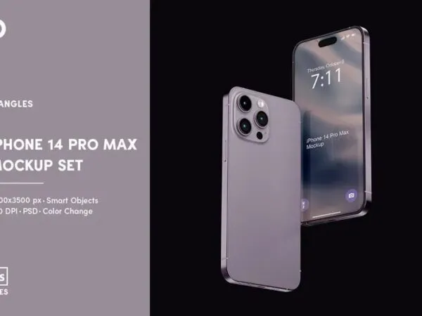 iPhone 14 Pro Max Mockup in 9 Various Sights 1