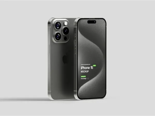 iPhone 15 Pro Mockup in 4 Distinct Views 1