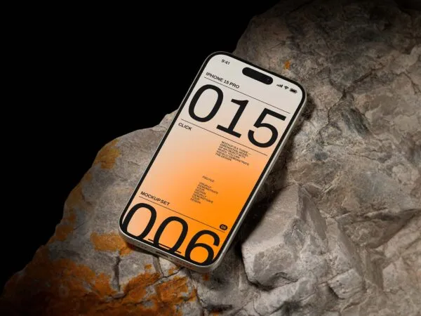 iPhone 15 Pro Mockup in Perspective View 1