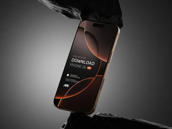 iPhone 16 Pro Mockup on Rock 1