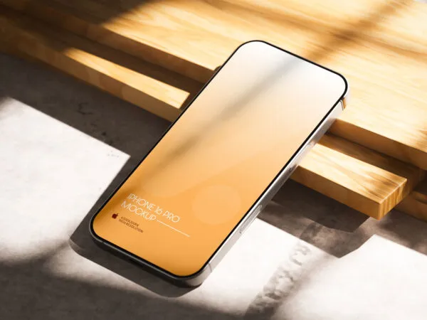 iPhone 16 Pro Mockup on Wood 1