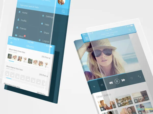 iPhone App Mockups of Two Floating Screens 1
