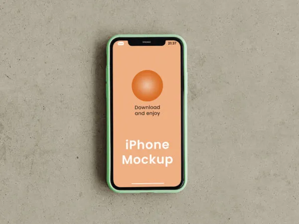 iPhone Mockup on Floor in Top Sight 1