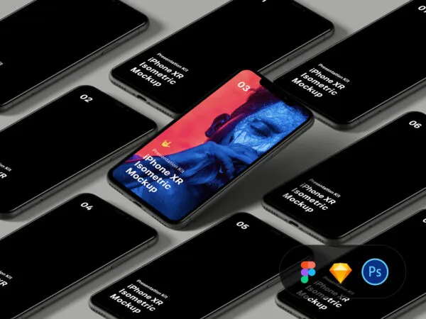 iPhone XR Floating or Fitted on Surface Mockup 1