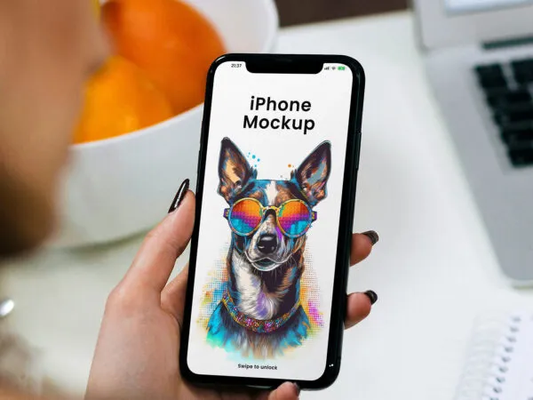 iPhone in Woman Hand Mockup 1