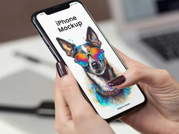 iPhone in Woman Hands Mockup 1