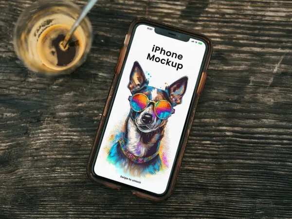 iPhone on Wood Mockup 1